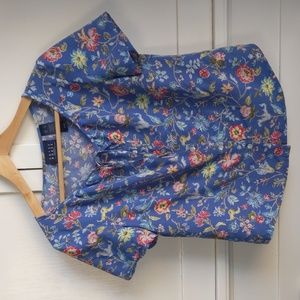 Crazy Horse by Liz Claiborne floral tie-neck button-up blouse, size S